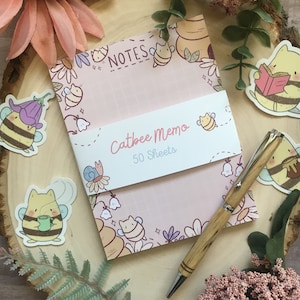 Catbee Memo Notepad | Kawaii Stationery, Pastel Office Supplies, Pink Stationery Set, Desk Accessories, Stationery Paper, To Do List Notepad