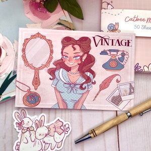 Vintage Liebe Postkarte | Pastell Postkarte, Vintage Ästhetik, niedliches Kunstwerk, Postkartenkunst, Kawaii Dekor, 4x6 Postkarte, Kawaii Briefpapier