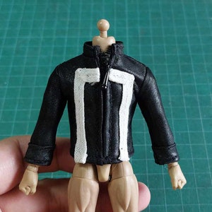 Veste noire 1/12 faite main pour figurine articulée 1/12 corps NotaMan,SHF (pas de figurine)