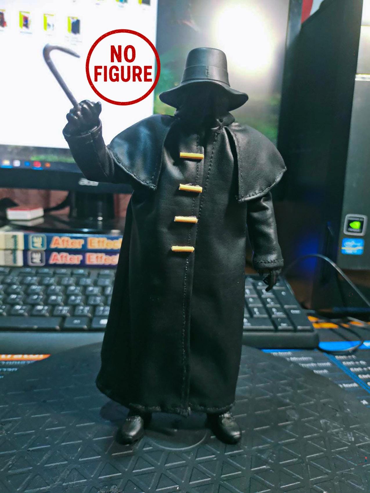 Handmade 1/10 Scale Black Overcoat for Action Figures (no Figure