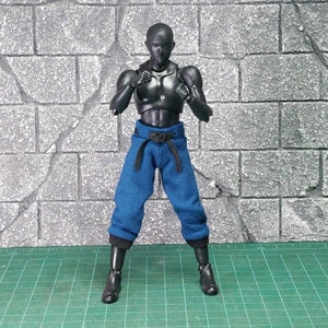 Handmade 1/12 Blue pants for Action Figure body Kun (No Figure)