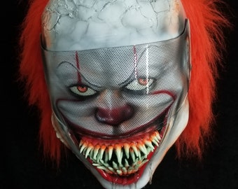Stephen King CLOWN custom Airbrushed and sculpted Motorcycle Helmet by REKAIRBRUSH