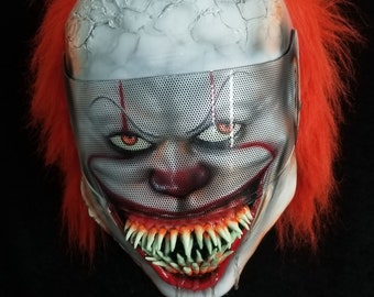 Stephen King IT CLOWN custom Airbrushed and sculpted Motorcycle Helmet by REKAIRBRUSH