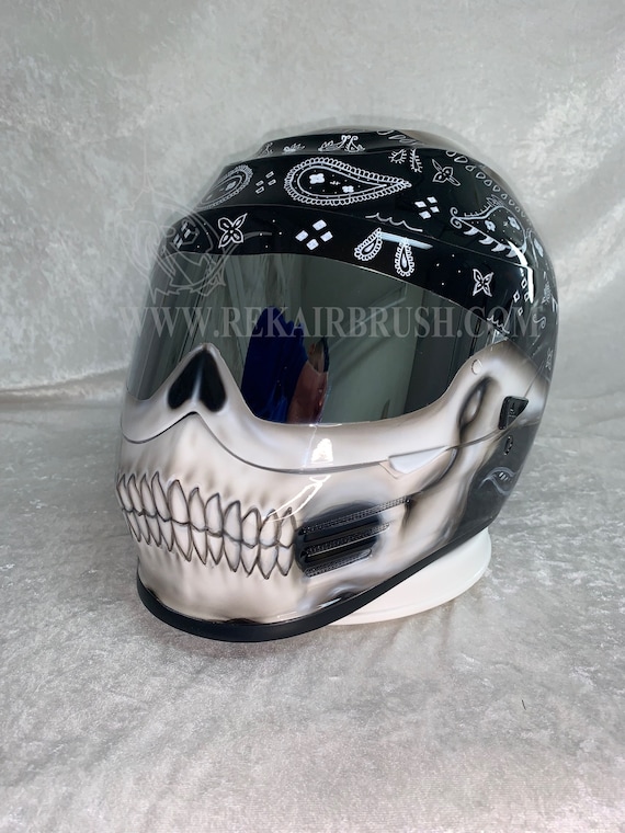 AIRBRUSHED Skull With Bandana Simpson Street Bandit Helmet - Etsy AIRBRUSHED Skull With Bandana Simpson Street Bandit Helmet - Etsy