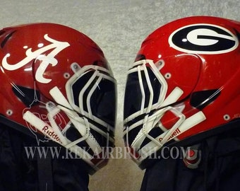 Alabama Crimson and Georgia custom painted airbrushed motorcycle Helmet