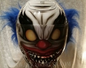 Evil Killer Clown Airbrushed Motorcycle Helmet