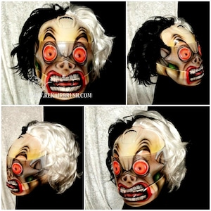 Fall Sale Cruella de Vil Custom Painted Airbrushed Motorcycle Helmet by REKAIRBRUSH