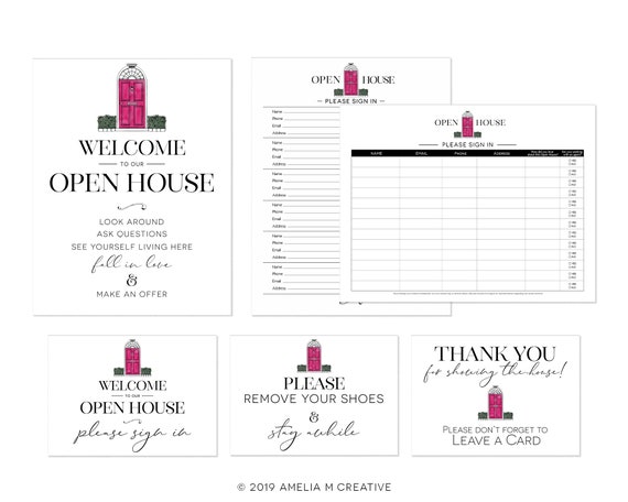 Front Door Estate Open House Printable Signs Etsy