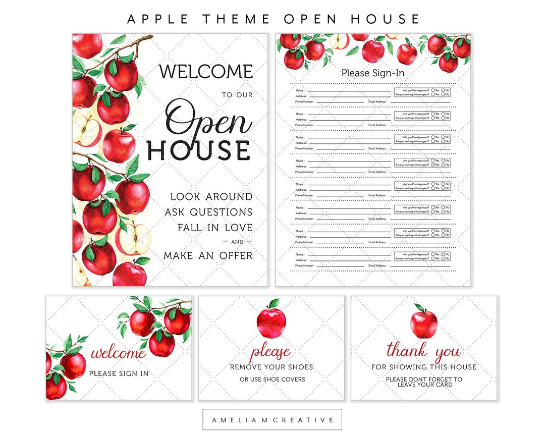 Apple Real Estate Open House Printable Signs Etsy