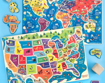 Wooden Usa Puzzle Etsy