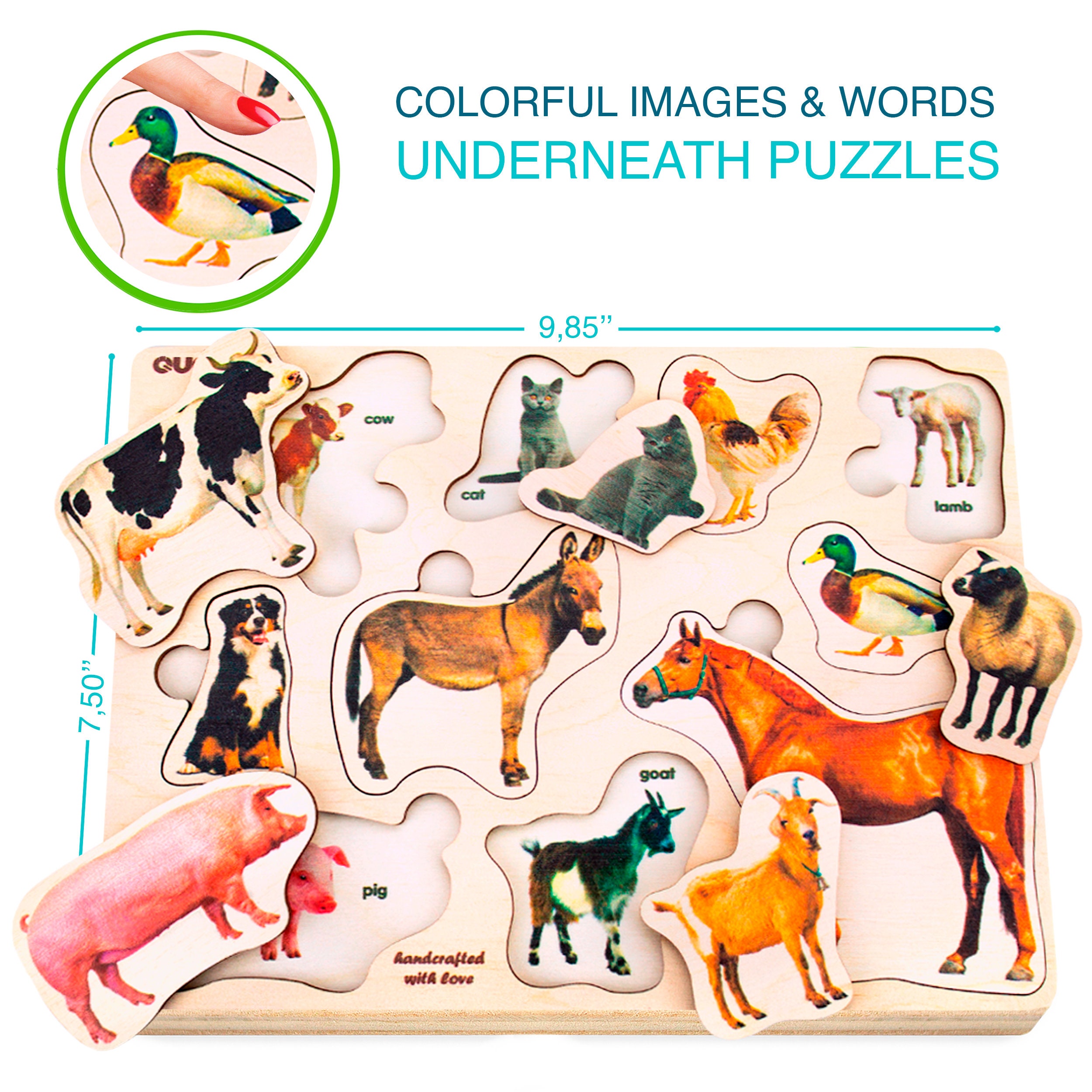 Puzzle en bois pour tout-petits de 2 à 3 ans 6 puzzles en bois pour enfants  de 4 à 5 ans par QUOKKA Jouet Montessori Fruits réalistes pour garçons et  filles -  France