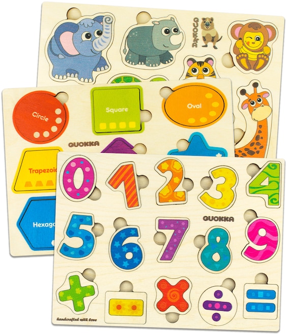 Puzzle En Bois Pour Bébés De 2, 3 Et 4 Ans, Apprentissage De La