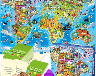 Board Games for Kids Ages 8-12 by Quokka - Educational Card Floor Geography Toy for Boys & Girls