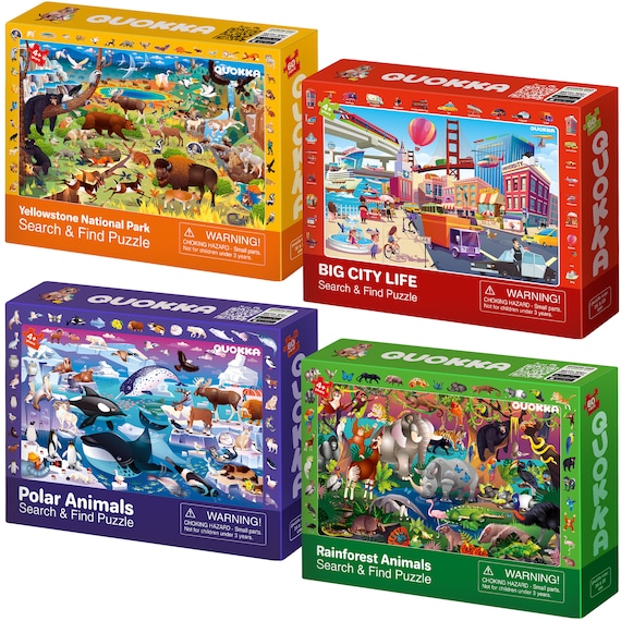 QUOKKA 4 X 60 Search & Find Floor Puzzles for Kids Ages 4-6