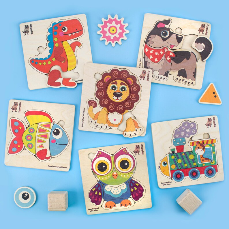 Wooden Jigsaw Puzzles for Toddlers 1 2 3 Years Old. Wood Etsy