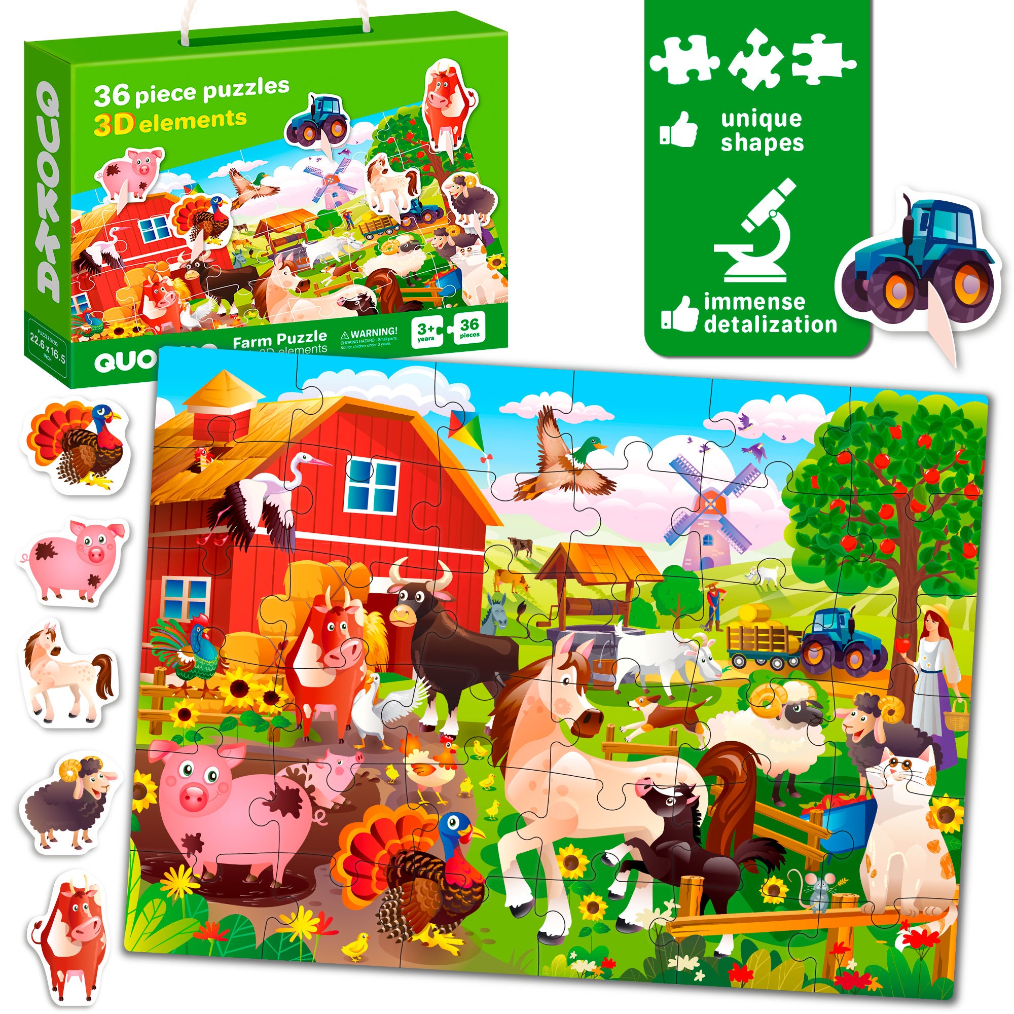 Floor Puzzles for Kids Ages 2 3 3 X 36 Pieces Toddler Kids Etsy