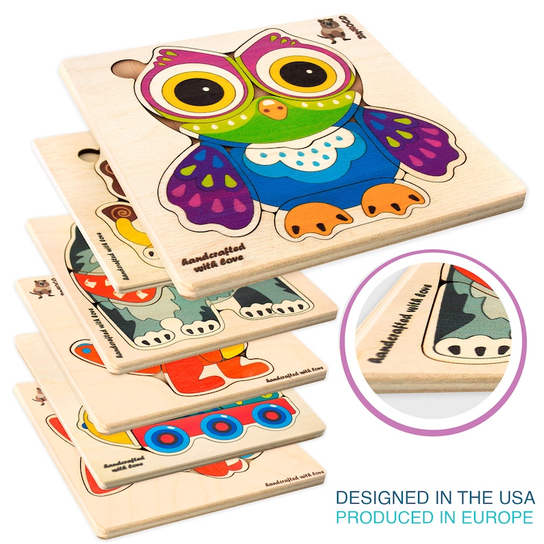 Wooden Jigsaw Puzzles for Toddlers 1 2 3 Years Old. Wood Etsy