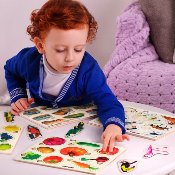 Puzzle en bois pour tout-petits de 2 à 3 ans 6 puzzles en bois pour enfants  de 4 à 5 ans par QUOKKA Jouet Montessori Fruits réalistes pour garçons et  filles -  France