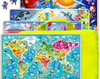 Magnetic Puzzles for Kids Ages 3-5, Three -48 Pieces Ocean Puzzles Wooden  Jigsaw Puzzles Book Premium Puzzle Car Activities Toy Travel Games and