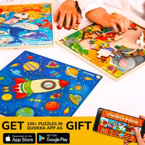 QUOKKA Wooden Rocket Puzzles for Kids Ages 3-5 – 28 Pieces Toddlers ...