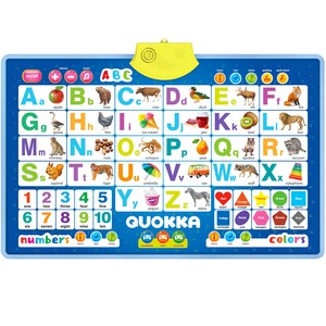 Juguetes educativos QUOKKA para niños de 5 a 7 años - Cuadro de pared de aprendizaje con gráfico ABC azul para niños de 3 a 6 años en adelante - Póster interactivo de terapia del habla