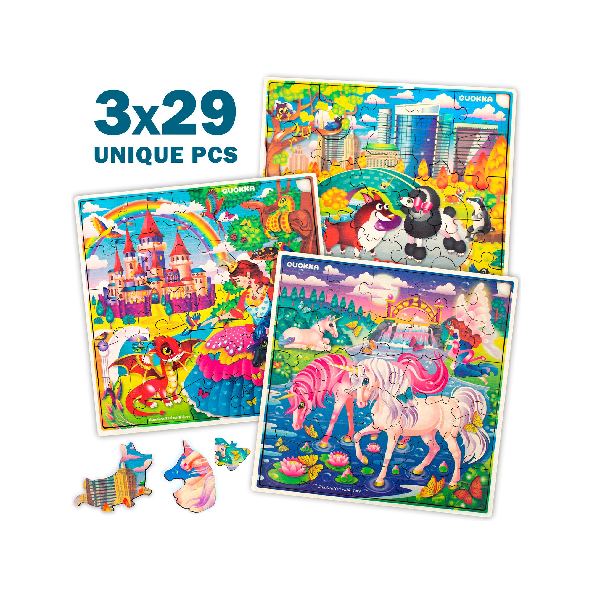 Wooden Jigsaw Puzzles Set for 48 Years Old Kids with Unicorns Etsy