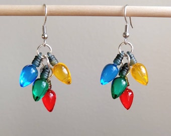 Christmas Tree Lights earrings, Christmas Earrings, holiday earrings, winter jewelry, Christmas Light Earrings, stocking stuffer