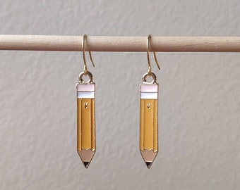 Pencil Earrings, quirky earrings, teacher jewelry, teacher appreciation gift, test taking jewelry
