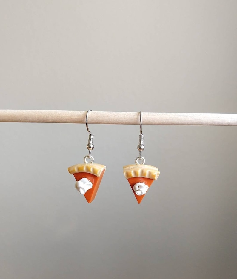 Pumpkin pie earrings, pumpkin pie, Thanksgiving earrings,Thanksgiving gift, pie earrings, fall earrings image 1