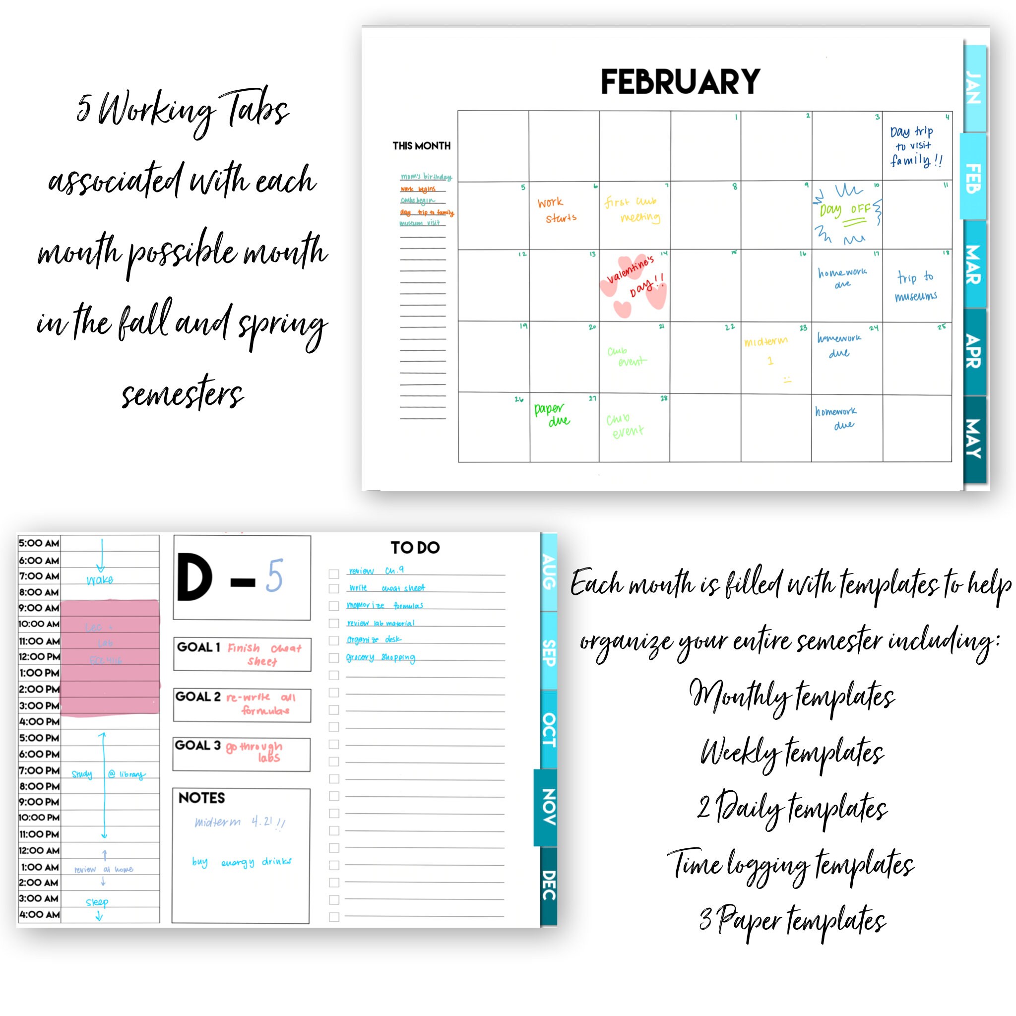 Fall and Spring Semester Digital Planner Bundle Etsy