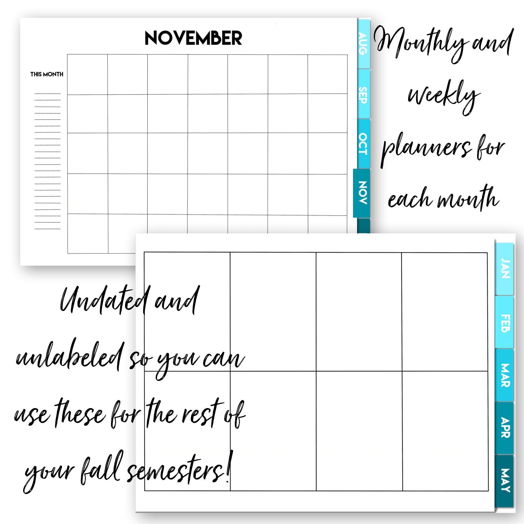 Fall and Spring Semester Digital Planner Bundle Etsy