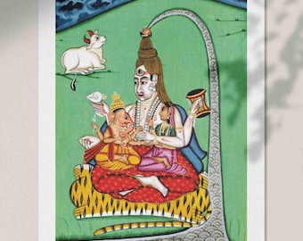 シヴァの芸術…シヴァ、パールヴァティー、ガネーシャ…ヴィンテージの