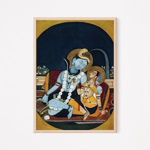 Shiva Parvati painting, Shiva Shakti poster, Bhagwan Shankar with Ma Gauri, Indian art print