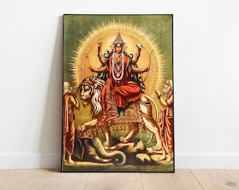 三人の女神ビンテージ スタイルのインドのヒンドゥー教の宗教的な