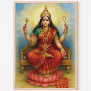 Mahavidya Goddess Bhuvaneshwari print digital download, Ma Bhuvaneshvari wall art printable, Hindu tantra deity,Adi parashakti form of Devi