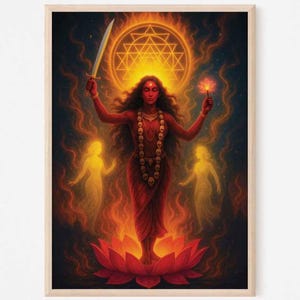 Mahavidya Goddess Ma Chinnamasta symbolic art, Devi Chinnamastika poster digital download, Hindu tantra goddess wall art printable