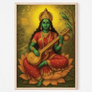 Mahavidya Goddess Matangi print, Ma Matangi poster digital doanload, Tantric Saraswati printable art Hindu goddess