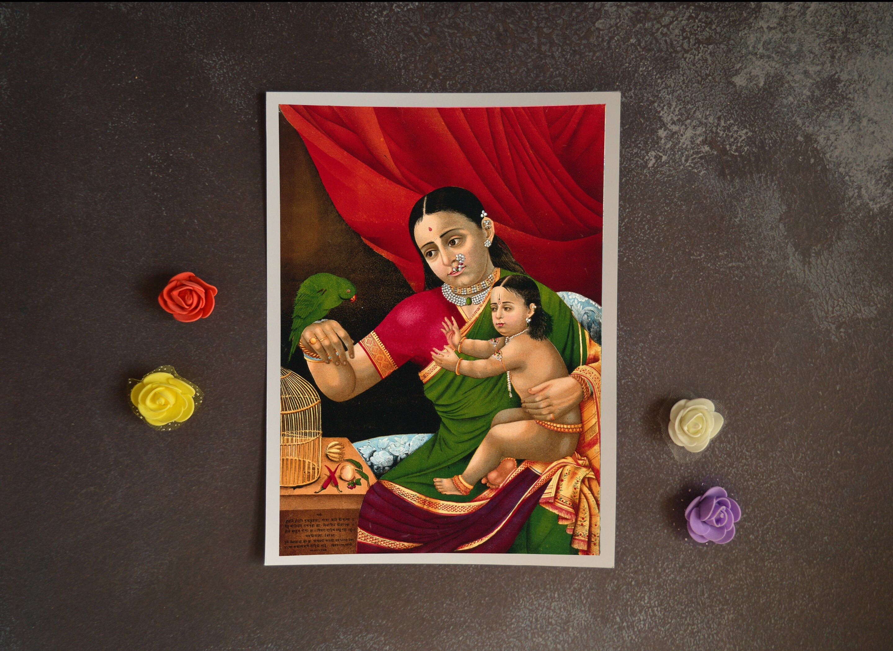 Baby Rama Poster, Vintage Hindu God Art, Indian Mother Child Painting ...