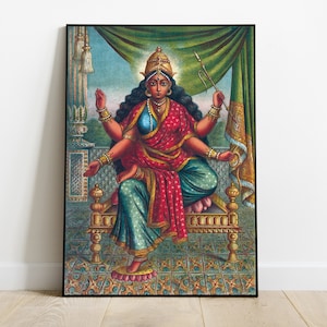 Mother Bagalamukhi Poster, Ma Pitambara Print, Kalyani Devi, Hindu ...