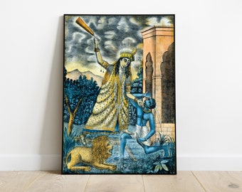 Ma Bagalamukhi Art Print, Hindu Tantra Wall Art, Devi Bagla Poster