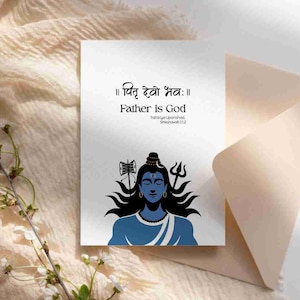Father's day card printable, Sanskrit quote Shiva greeting card, dad greeting card for birthday, desi card
