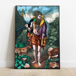 Shiva Sati poster, Bhagwan Shiva carrying the body of Devi Sati after Daksha yagya print, Shiva art