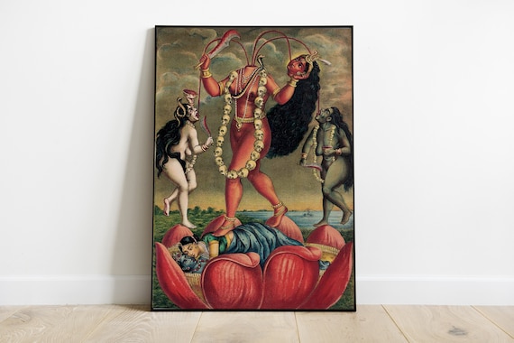 Chinnamasta Devi Poster, Vintage Hindu Tantra Art Print
