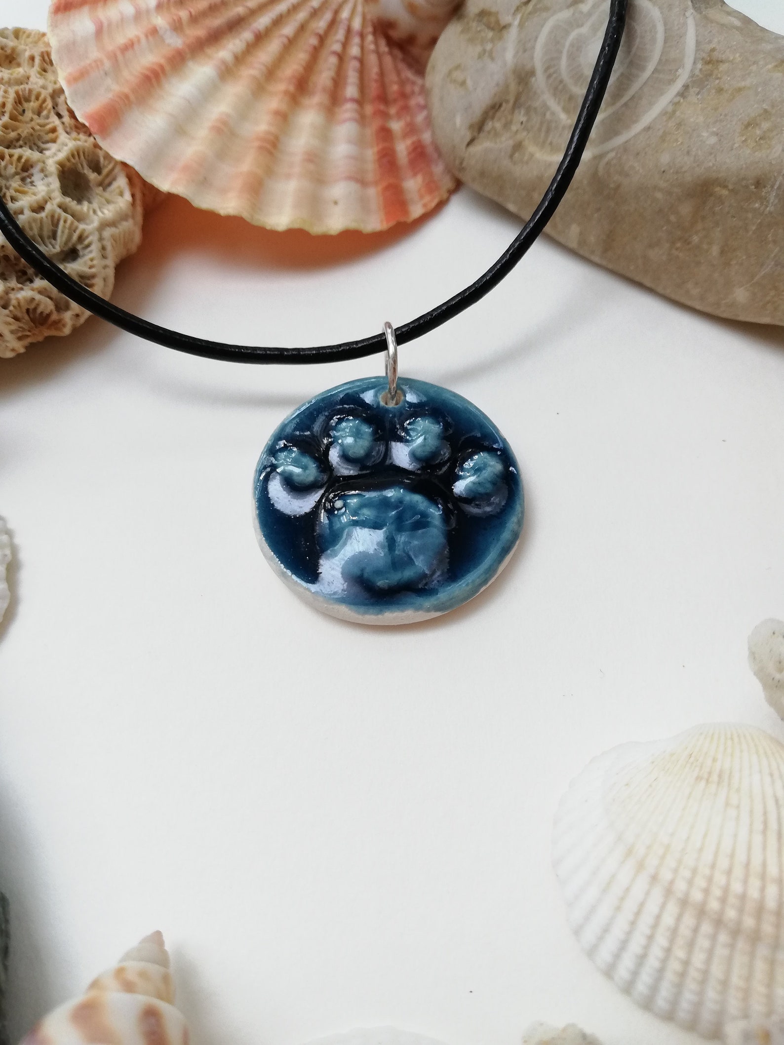 Dog Cat Paw Necklace Ceramic Pendant Pet Paw Pendant Rustic Etsy