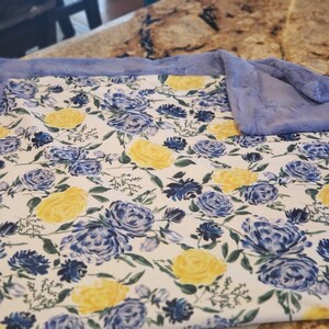 Lap blanket, small blanket, on the go, warm blanket, minky blanket, travel blanket, floral,