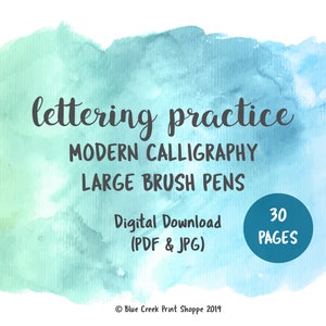 Brush Lettering Workbook for Large Pens (PDF & JPG) | Learn How to Letter | Modern Calligraphy | Digital Download Printable