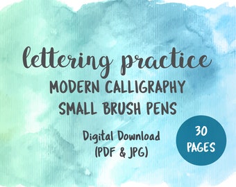 Brush Lettering Workbook for Small Pens (PDF & JPG) | Learn How to Letter | Modern Calligraphy