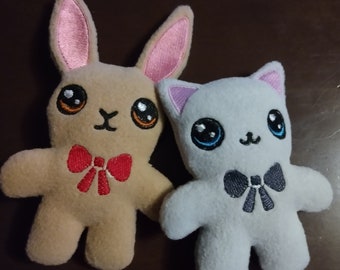 Embroidered Bunny or Kitty Plush: Pocket Companion