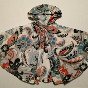 Choose Your Own Ears!  Gray Paisley Car Seat Poncho (45 inch wingspan)