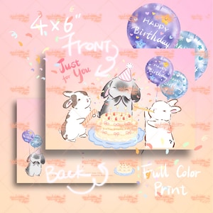 Cartão de feliz aniversário, vale-presente, festa de aniversário MaoMao & DoDo, LilacBunny Art Print